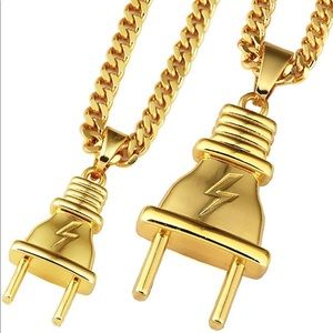 18k Golden PLUG Pendant Chain Necklace 🔌